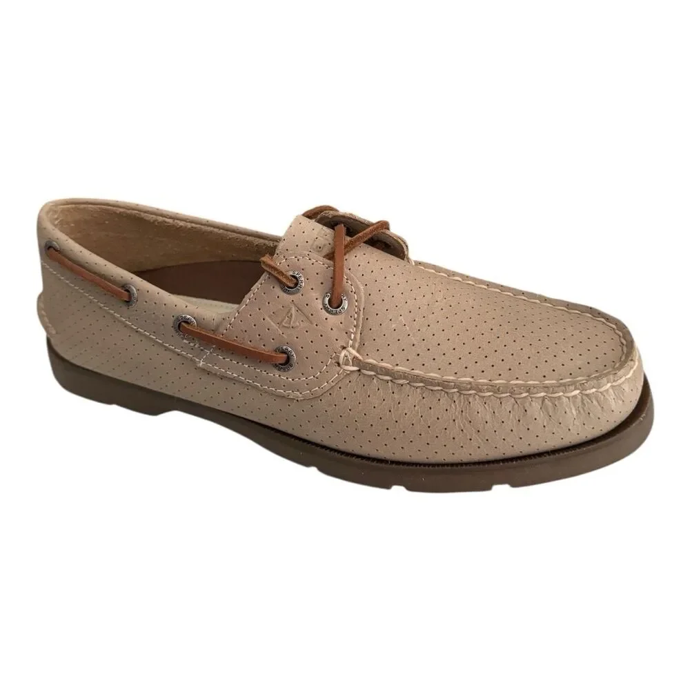 Sperry Men's Size 8.5 Leeward 2 Eye Boat Shoes Perf Off White‎ STS25195 $160